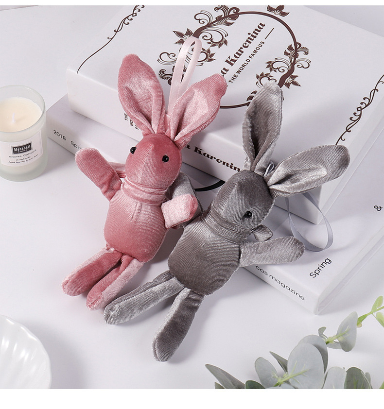 Wholesale of Korean plush Internet celebrity wish rabbit pendants, eternal flower bouquets, rabbit backpacks, keys, plush toys and accessories pic 11