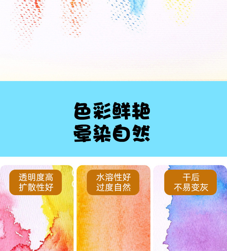 马格利特固体水彩跨境批发颜料绘画水粉入门全套便携粉饼手绘彩绘详情23