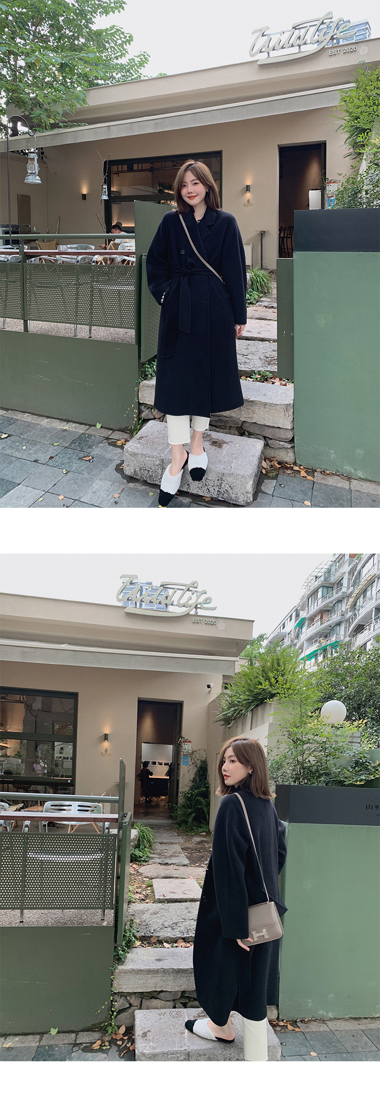 高级感大衣女冬季毛呢外套气质赫本风灰色加厚呢子小香风详情35