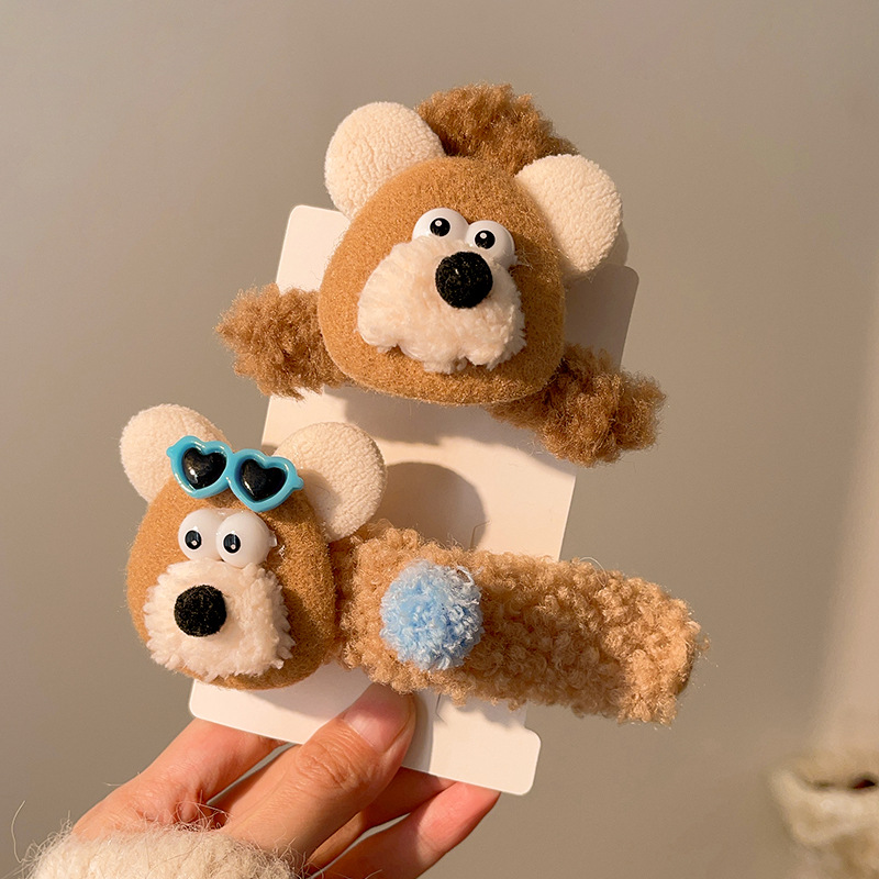 Cute plush hair clips for autumn and winter, back hair curls, face bangs, side clips, sweet large intestine hair bands pic 7