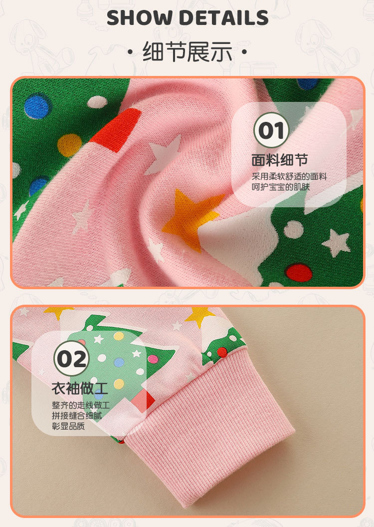 Estilo europeo y americano niña cuello redondo chaqueta niño medio árbol de navidad estampado manga larga jumper niños blusa floral primavera/otoño pic 38