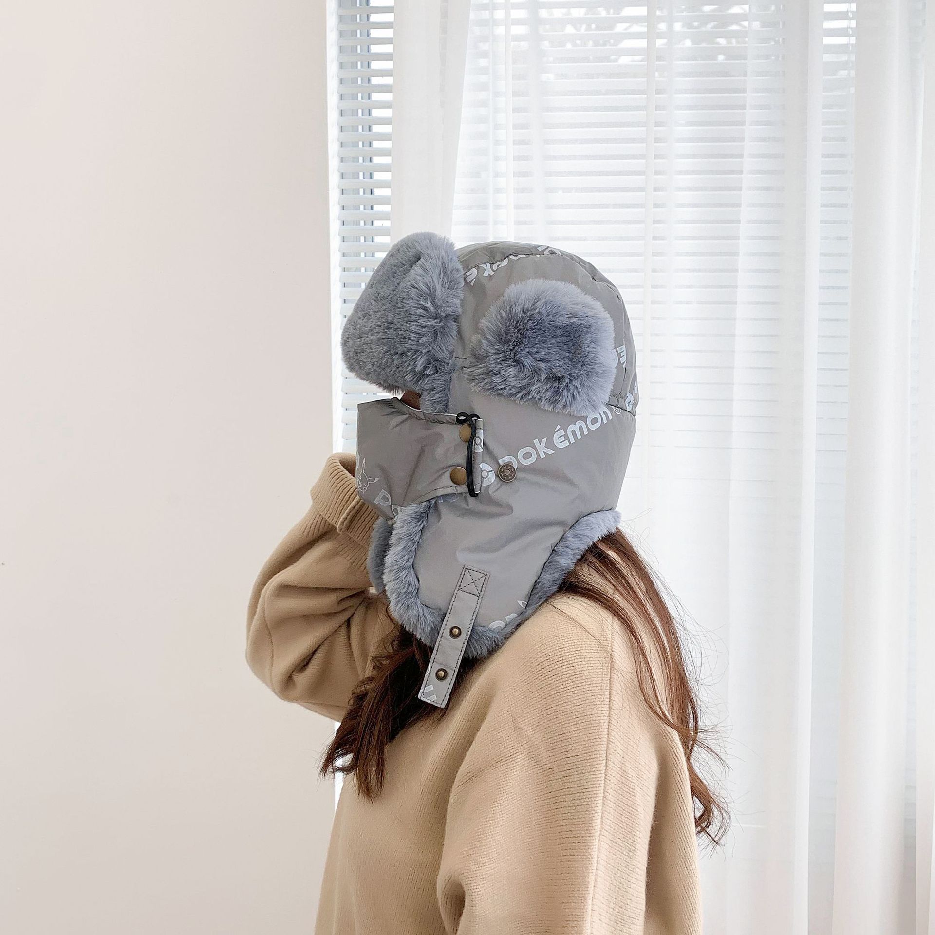 跨境反光雷锋帽带口罩骑车防风男护耳脖东北滑雪冬季帽子女保暖帽详情4