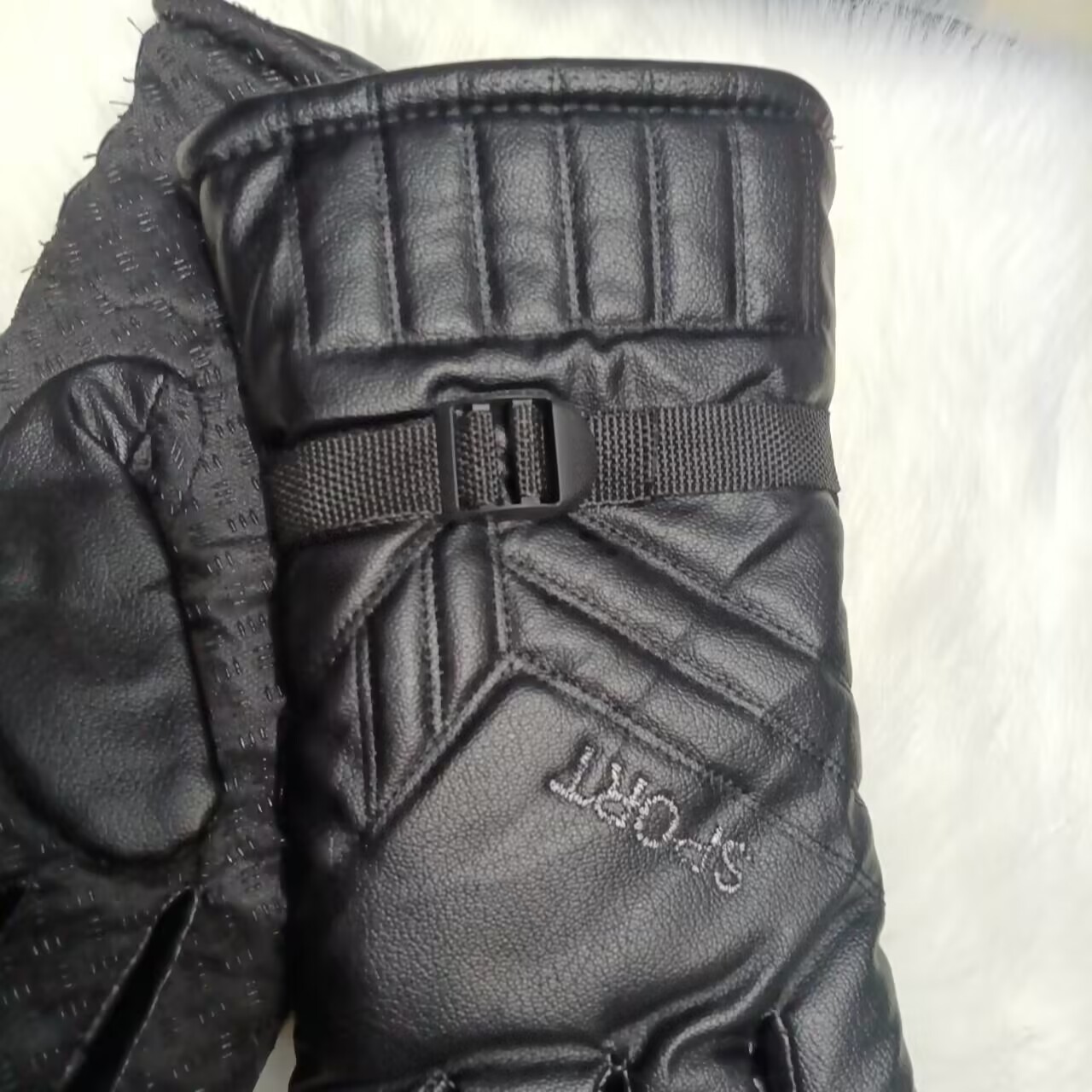 跨境加长摩托车保暖皮手套男士加厚加绒骑行防滑手套详情2