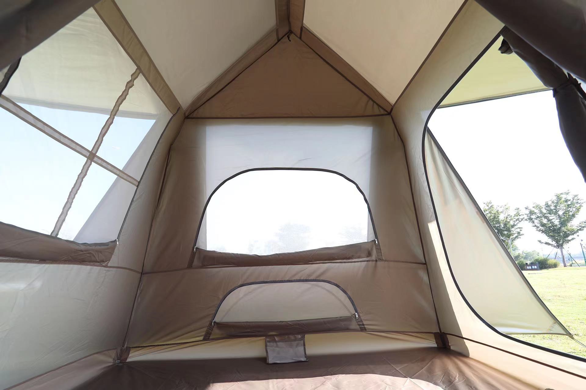 Outdoor camping and barbecue ridge tent, two-bedroom, one-living-room moisture-proof automatic tent, mountain climbing and camping, family play tent pic 8