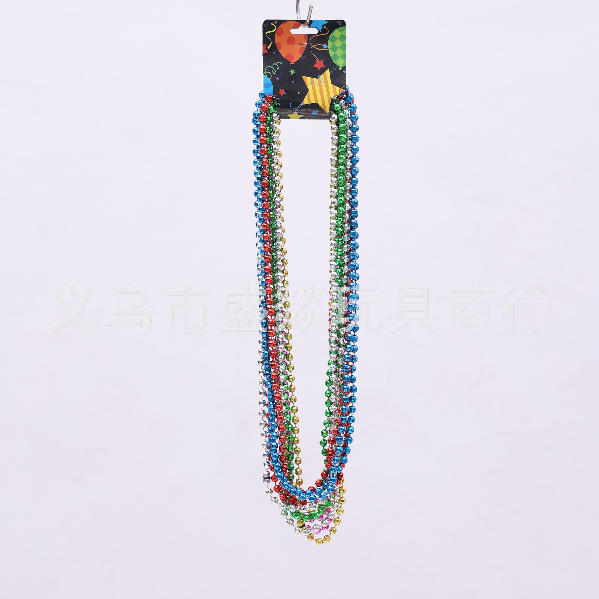 跨境7mm电镀地球珠链彩色项链独立日项链狂欢节万圣节派对波珠链详情5