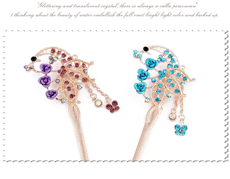 复古流苏头饰玫瑰花镶钻发簪 时尚清新步摇簪子发饰厂家主营详情31