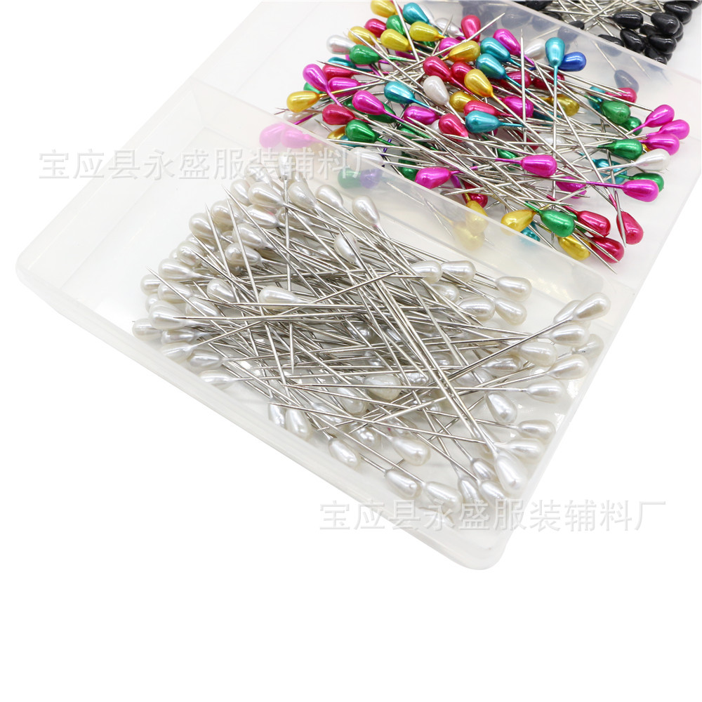亚马逊新款3色梨形针套装白色彩色黑色300枚55mm长装饰定位针批发详情6