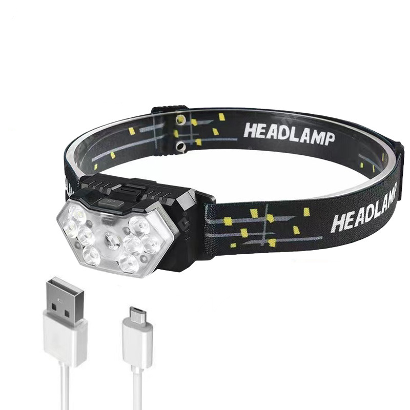 Outdoor headlamps, outdoor fishing lamps, portable large outdoor headlamps, USB charging high-intensity lamps, mini headlamps pic 5
