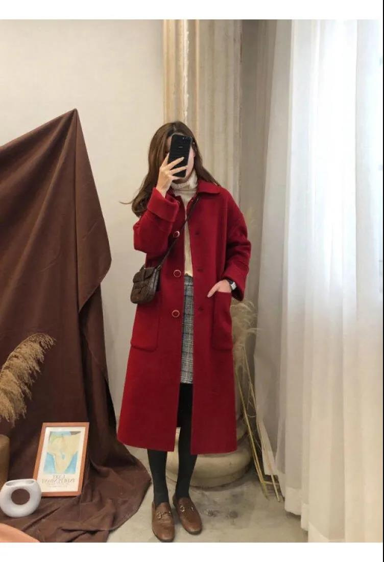 POLO领呢子大衣女中长款毛呢外套2022秋冬流行小个子风衣外套女装详情12