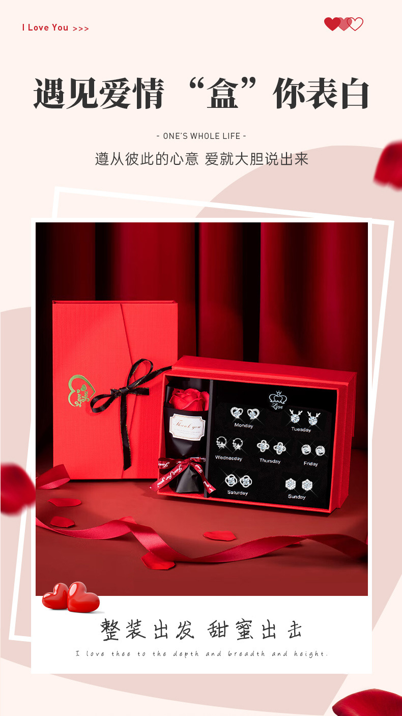 耳环925純銀一周耳钉套装高级感银针耳饰生日情人节礼物送女生详情10