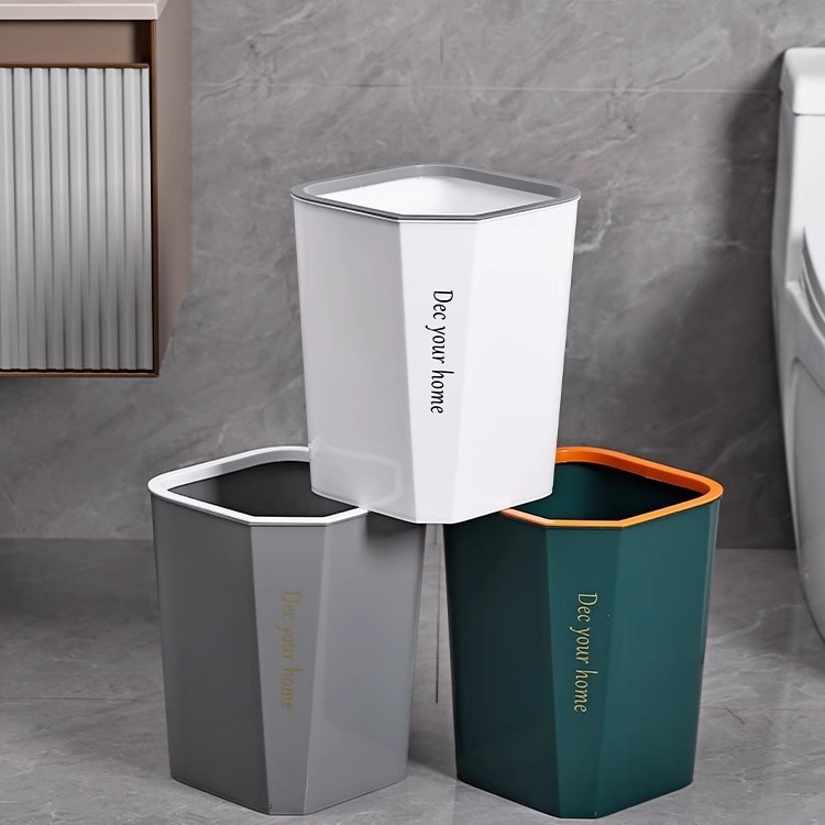 Wholesale of large-sized plastic trash cans for environmental sanitation toilets, outdoor tabletop classification, uncovered, transparent household trash cans for hotel kitchens pic 6