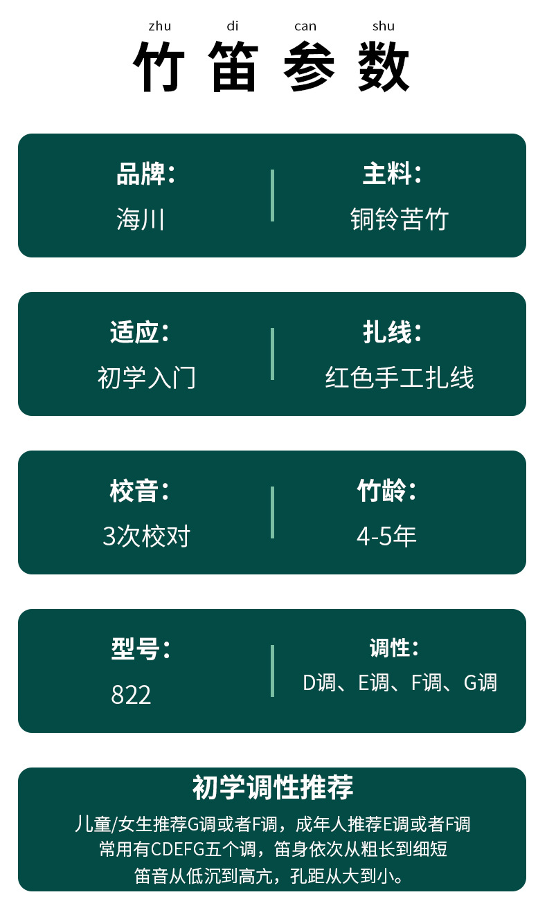 上海横笛单节竹笛赠配件民族乐器仿牛角学生专业入门初学苦竹笛子详情2