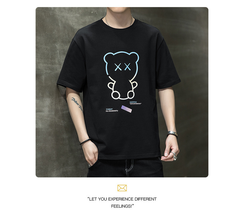 Short-sleeved T-shirt for men, Korean style, summer loose cotton T-shirt, cross-border new style, student bottom layer, half-sleeved shirt pic 121