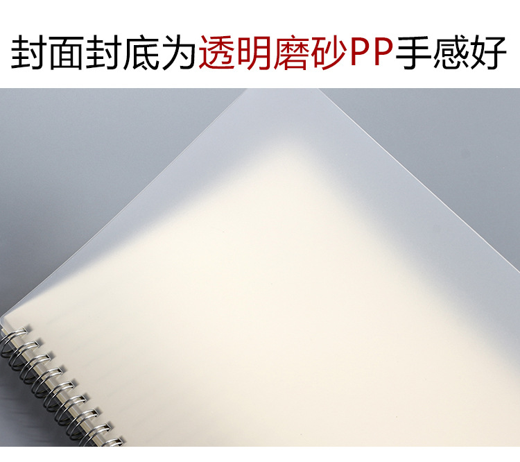 Transparent PP binding coil notebook, creative and simple side-flip grid horizontal line notebook, notepad, student stationery wholesale pic 5