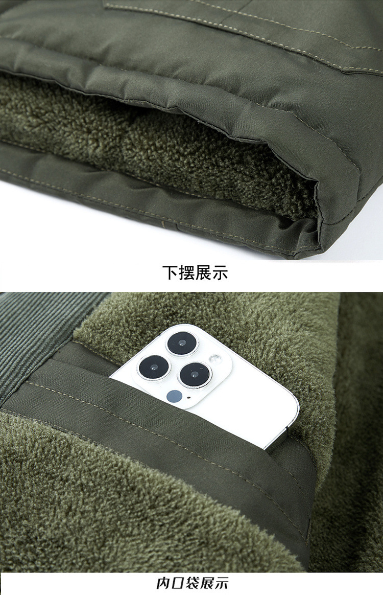 Winter cotton-padded clothes, men's cotton-padded jackets, work clothes, Northeastern overcoats with fleece and thickening, casual lambskin inner cotton-padded jackets, men's outerwear pic 25