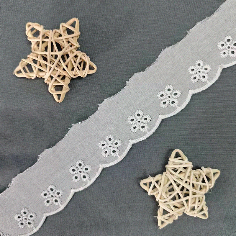 Wholesale of cotton embroidered lace, hollowed-out lace, embroidered skirt hem, clothing accessories, milk silk, perforated, barcode 2.5 pic 93