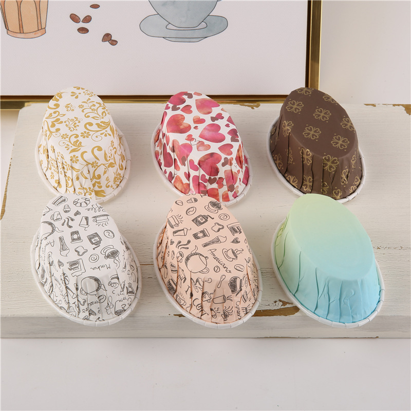 椭圆形蛋糕纸杯蛋糕杯花边杯新款印花耐高温马芬杯50个/条详情2