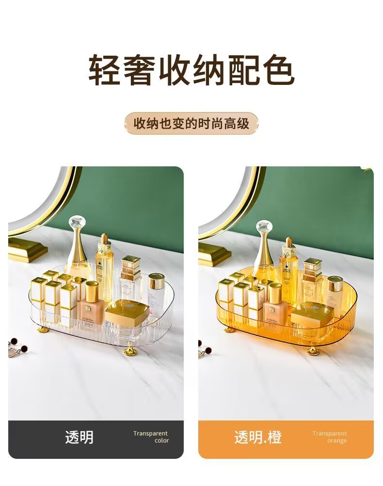 Light luxury desktop cosmetics storage box, dormitory skin care products shelf, dressing table organization box, lipstick and accessory storage pic 1