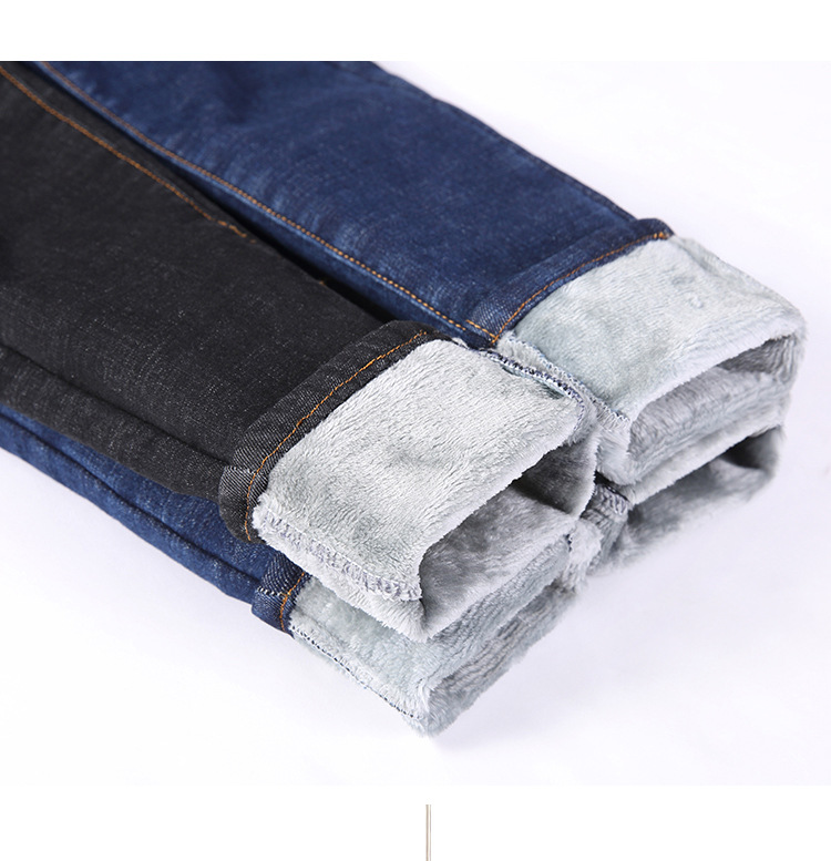 Winter fleece jeans for women, high-waisted, thick and warm Korean-style elastic slimming outerwear, small leg pants factory direct sales pic 38