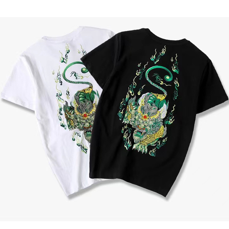 2025新品重工刺绣貔貅短袖T恤半袖男士夏季透气中国风国潮短袖男详情18