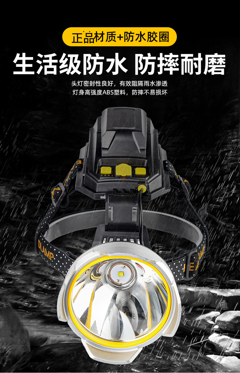 新款跨境强光远射LED头灯夜钓USB充电感应头戴式露营骑行厂家批发详情9