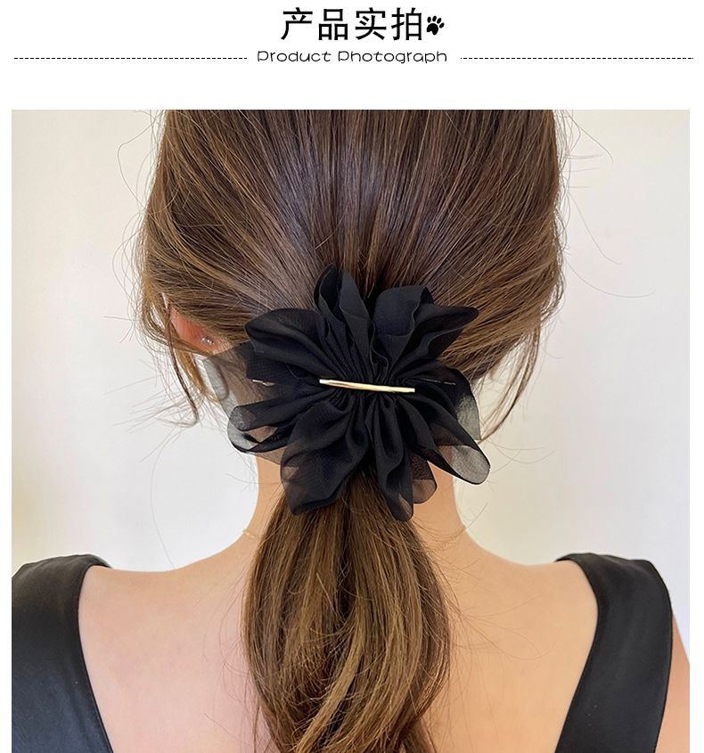 超仙气质雪纺花朵发夹女夏季后脑勺马尾夹子头饰高级感简约弹簧夹详情3