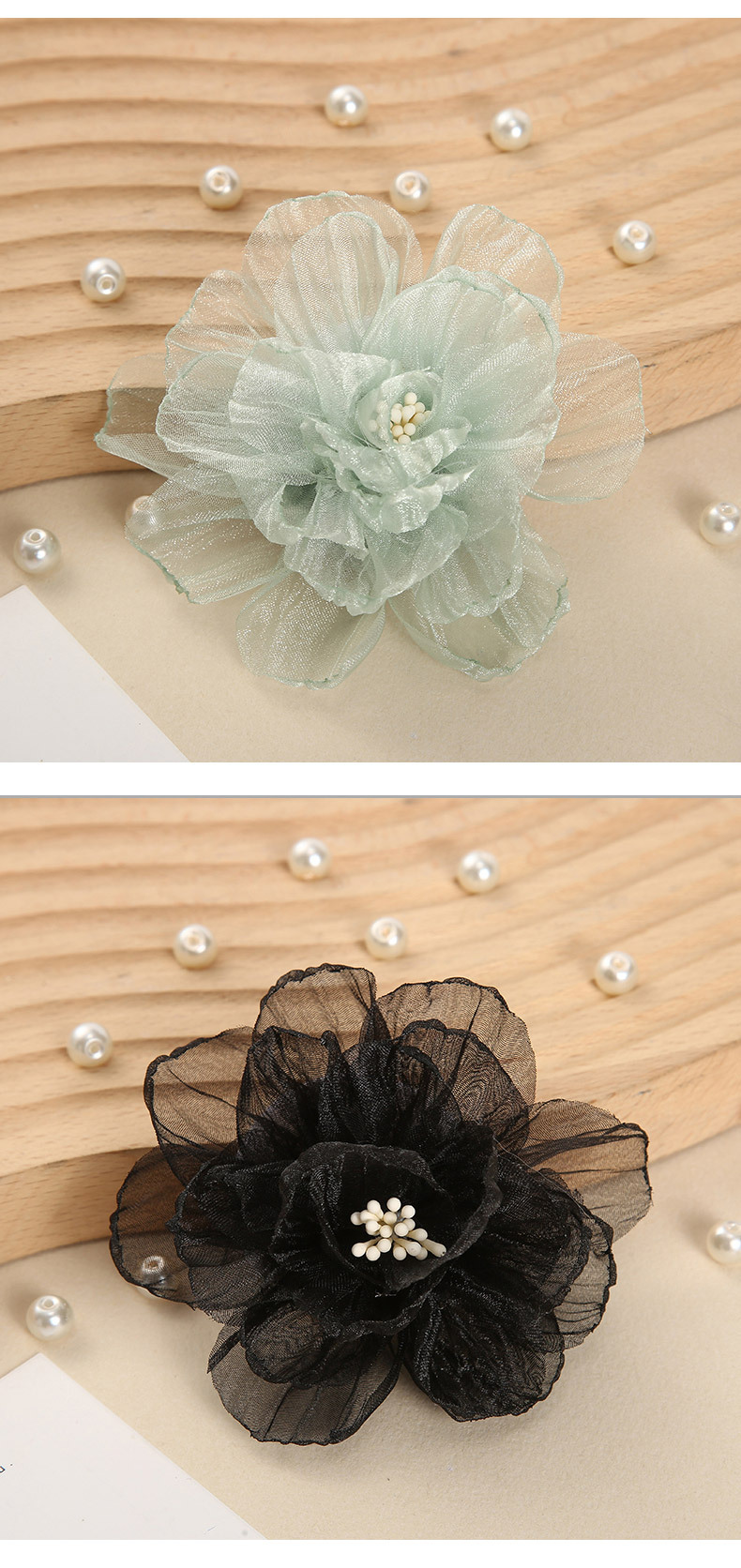 爆款源头工厂韩版欧根纱手工花烧边花小清新帽子头饰服装配饰辅料详情11