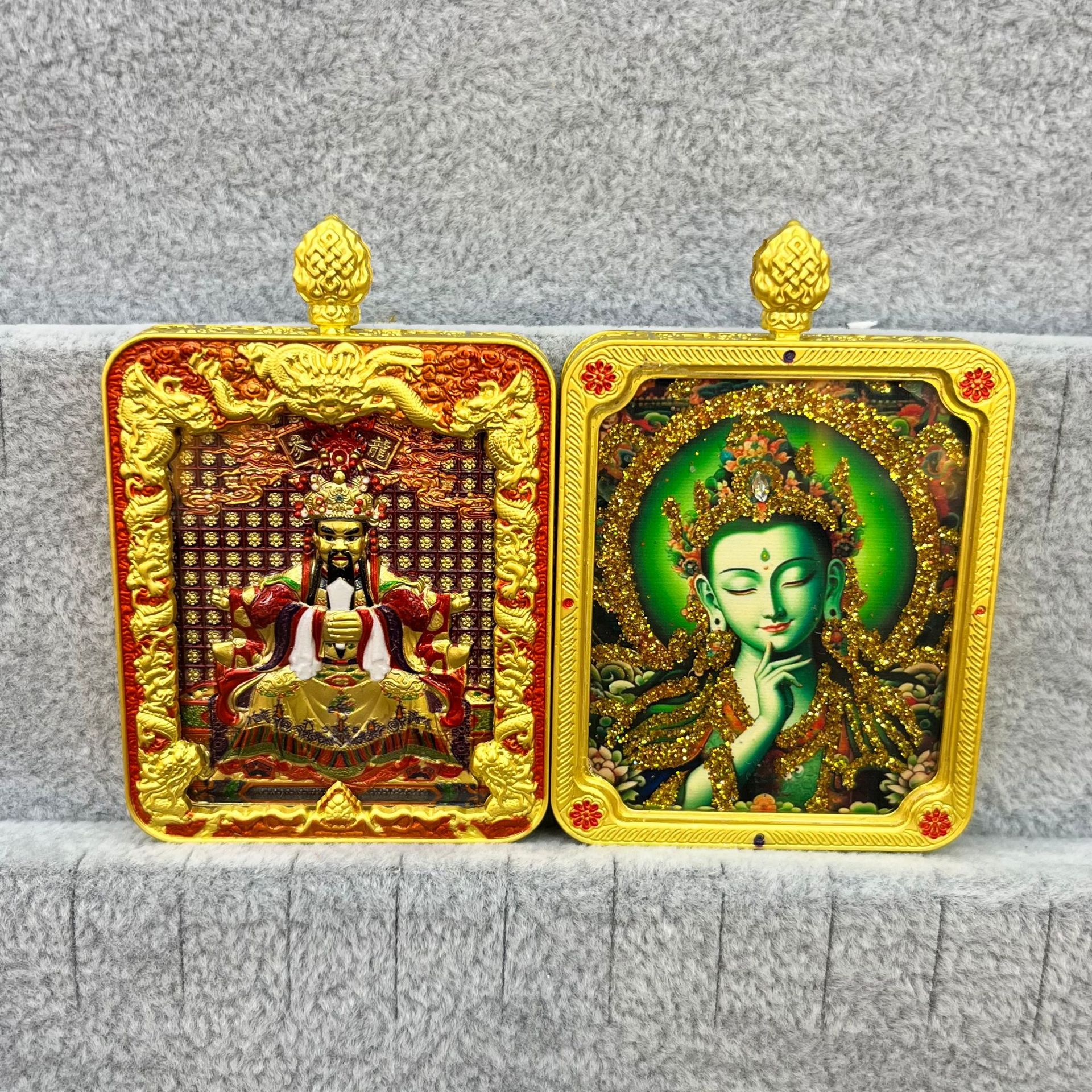 五台山唐卡浮雕双面款立体龙五爷吞金兽双面唐卡前世今生项链吊坠详情15