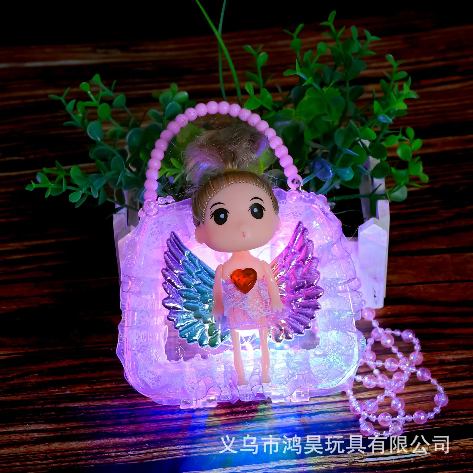 网红创意七彩闪光公主发光手提包过家家玩具地摊广场义乌市批发详情7