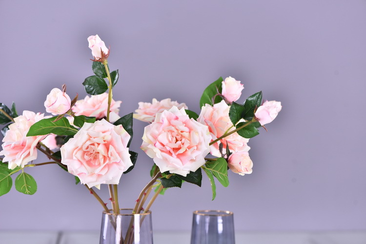 Lanjin wholesale artificial flowers 3-head roses, wedding and home silk flowers, high-end decorative artificial flowers, hand-held roses, multi-head roses pic 12