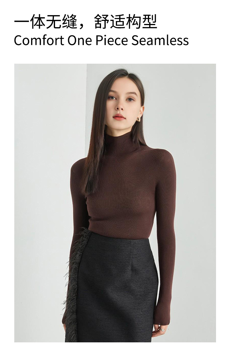 100% wool high-neck base layer shirt, a new bestseller for autumn and winter, versatile and stylish. Pair it with a long-sleeved knitted sweater and top for women pic 9