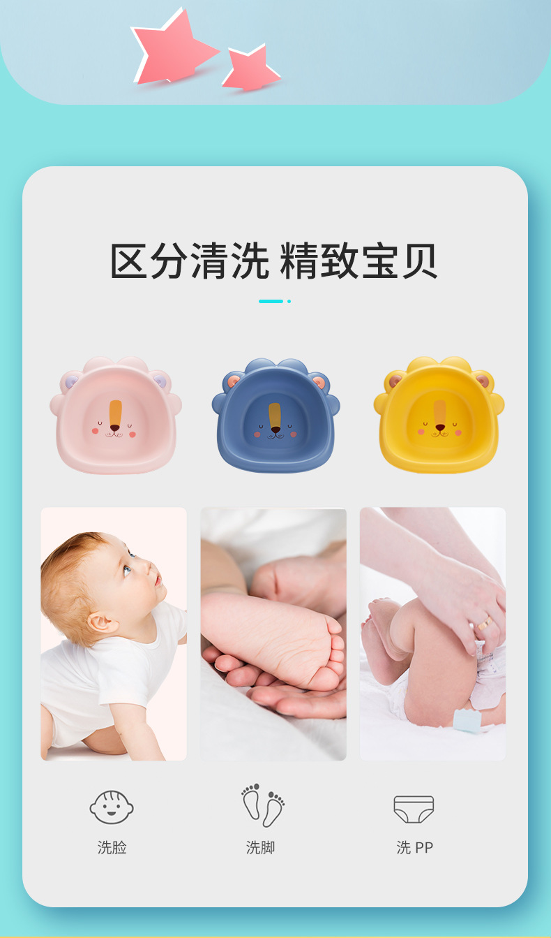 Suministro de fábrica lavabo para niños bebé león lavabo de plástico bebé dibujos animados lindo lavar las manos lavar la cara lavar los pies lavabo PP pic 2
