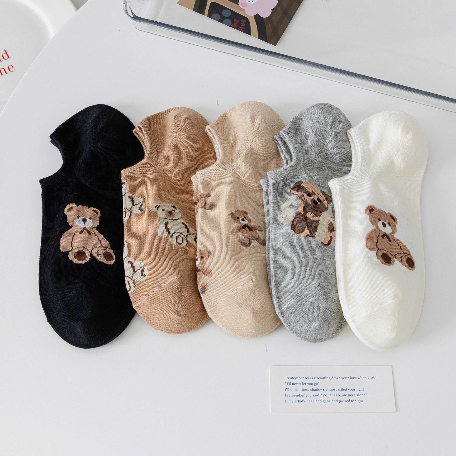 严选卡通女生袜子女船筒袜夏季薄款袜子提花短款女生棉袜子批发详情10