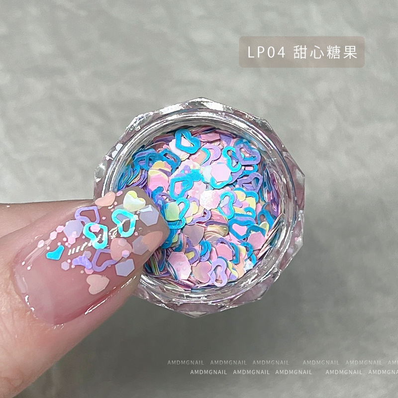 The 2024 new style of nail sequins is a popular and trendy four-star heart-shaped star pink glitter nail decoration for girls pic 5