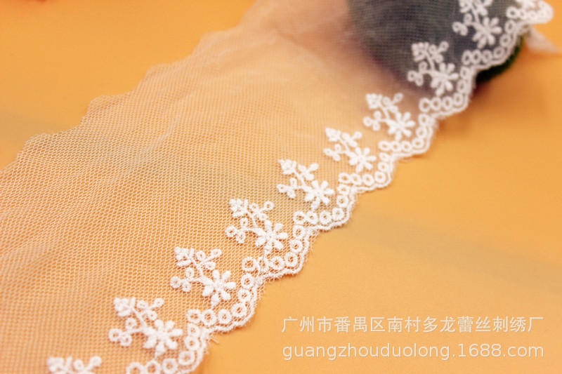 新款时尚蕾丝花边服装家纺婚纱辅料网纱刺绣宽5-10厘米厂家直供详情7