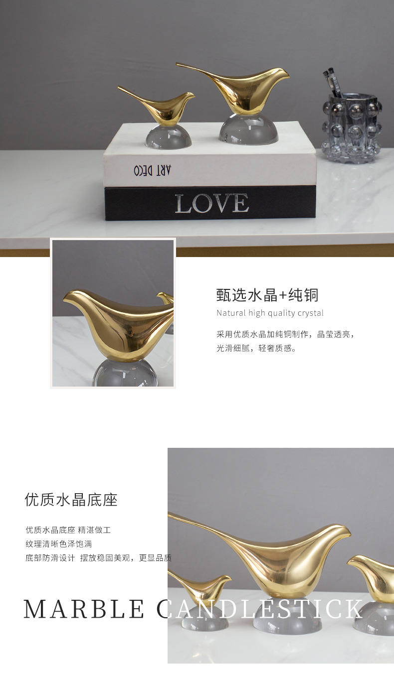 Creative pure copper bird ornaments, Nordic light luxury TV cabinet, now wine cabinet decoration, office desk handicrafts pic 23