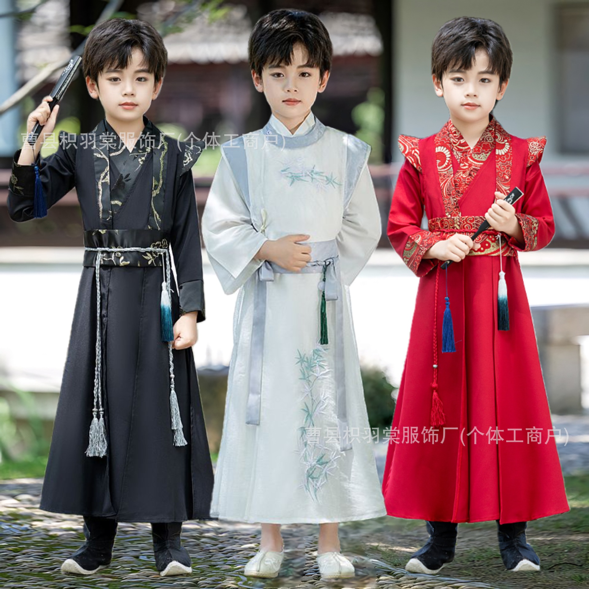 国潮儿童马面裙男女童国学汉服朗诵表演服中国风小女孩古装半身裙唐装详情2