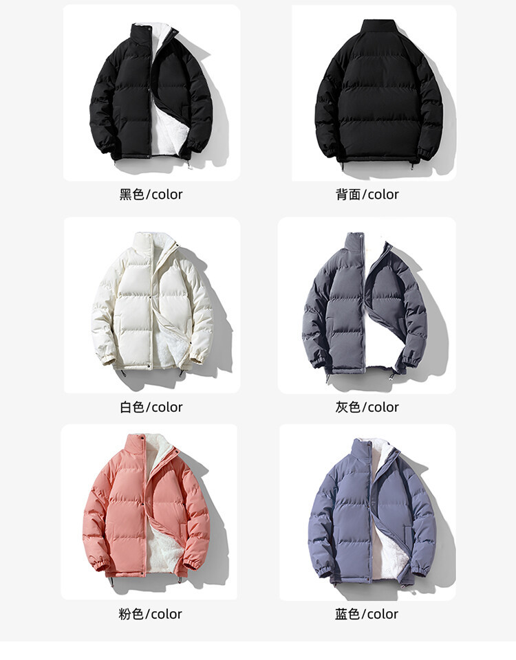 新款冬季男士棉衣潮流棉服男加厚棉袄羊羔绒面包服立领休闲外套详情5