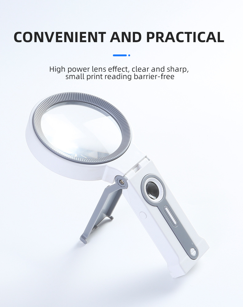 The new 7068 handheld folding dual-purpose magnifying glass with a lamp pic 5