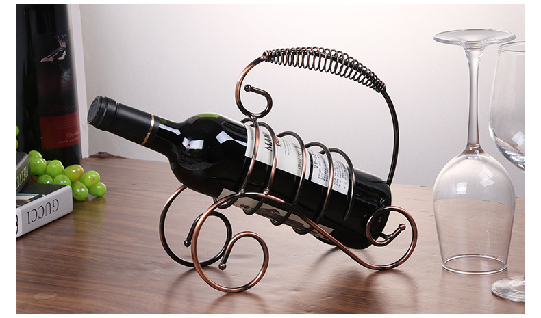 弹簧手提红酒架摆件 欧式葡萄酒架 创意红酒架工艺酒架 铁艺红酒架 手提红酒架 桌面摆件 葡萄酒酒架 酒吧用品 酒店用品 详情12