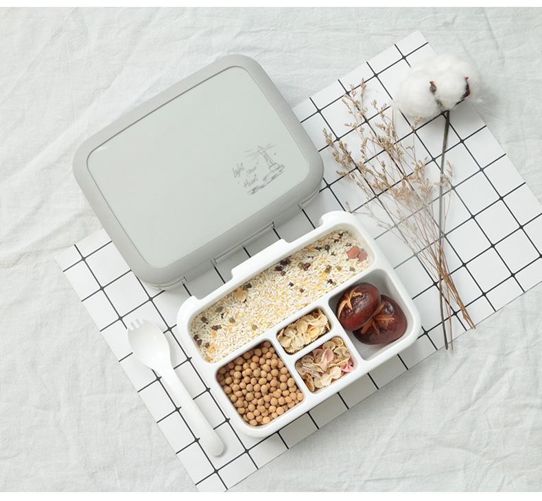 食品级PP塑料饭盒多格儿童餐盒微波炉加热学生密封保鲜分格便当盒详情14