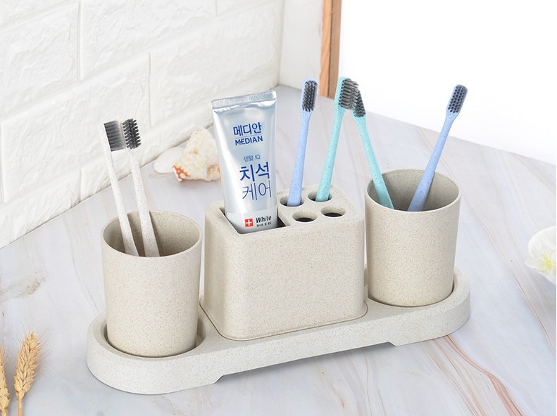 Wheat straw couple toiletries set, household toothbrush cup holder, student toothbrush and toothbrush holder, plastic mouthwash cup manufacturer pic 13