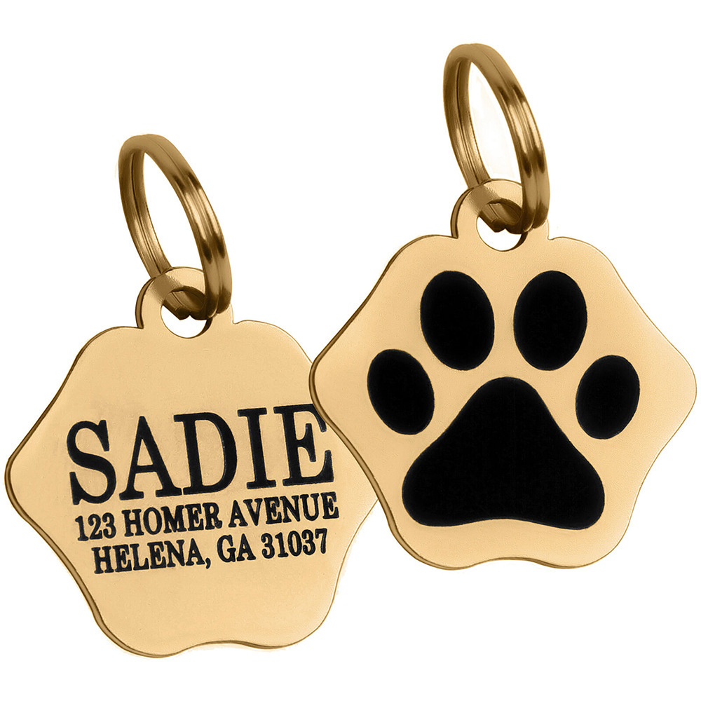 ins风简约设计脚掌印不锈钢狗牌饰品宠物项圈挂件激光身份刻字牌详情8