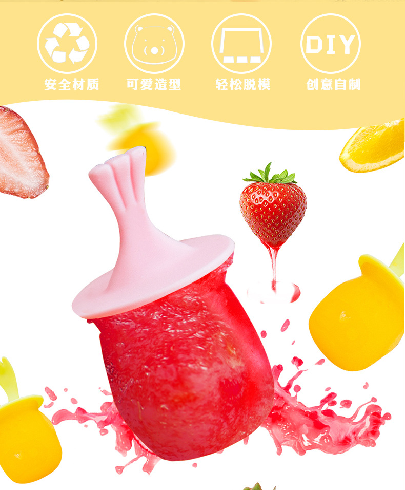 INS creative cartoon silicone DIY Popsicle mold, ice cream mold, six-compartment Popsicle box, ice cube tray, Amazon animal ice mold pic 20