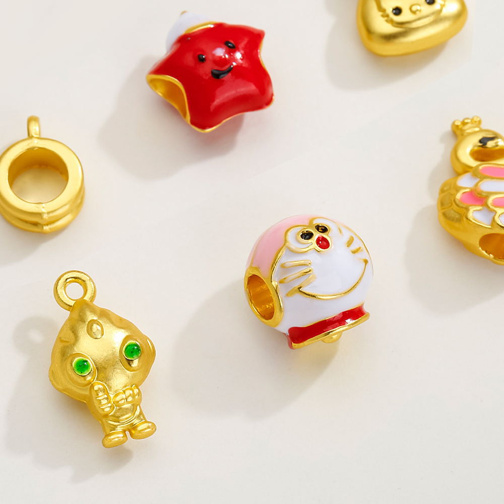 Sand gold cartoon robot cat, swan, sunflower, smiling face, Christmas star, large hole with beads, astronaut, Ultraman accessories pic 4