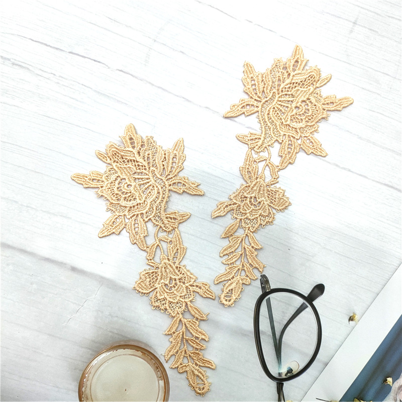 Factory direct sales of lace-trimmed adult underwear, best-selling polyester collar flower, light orange matching pattern, high-end clothing accessories pic 9