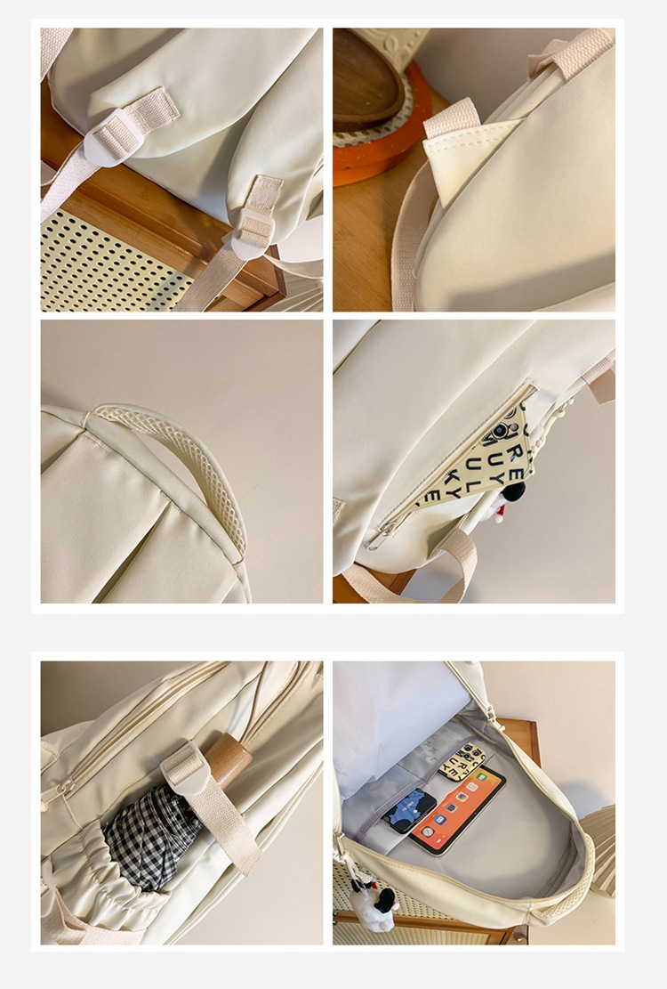 书包大容量高颜值初高中生新款双肩包大容量纯色简约防泼水背包详情46