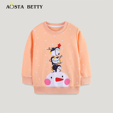 24秋季新品女童卫衣欧美风格针织棉卡通印花圆领儿童运动衫详情9