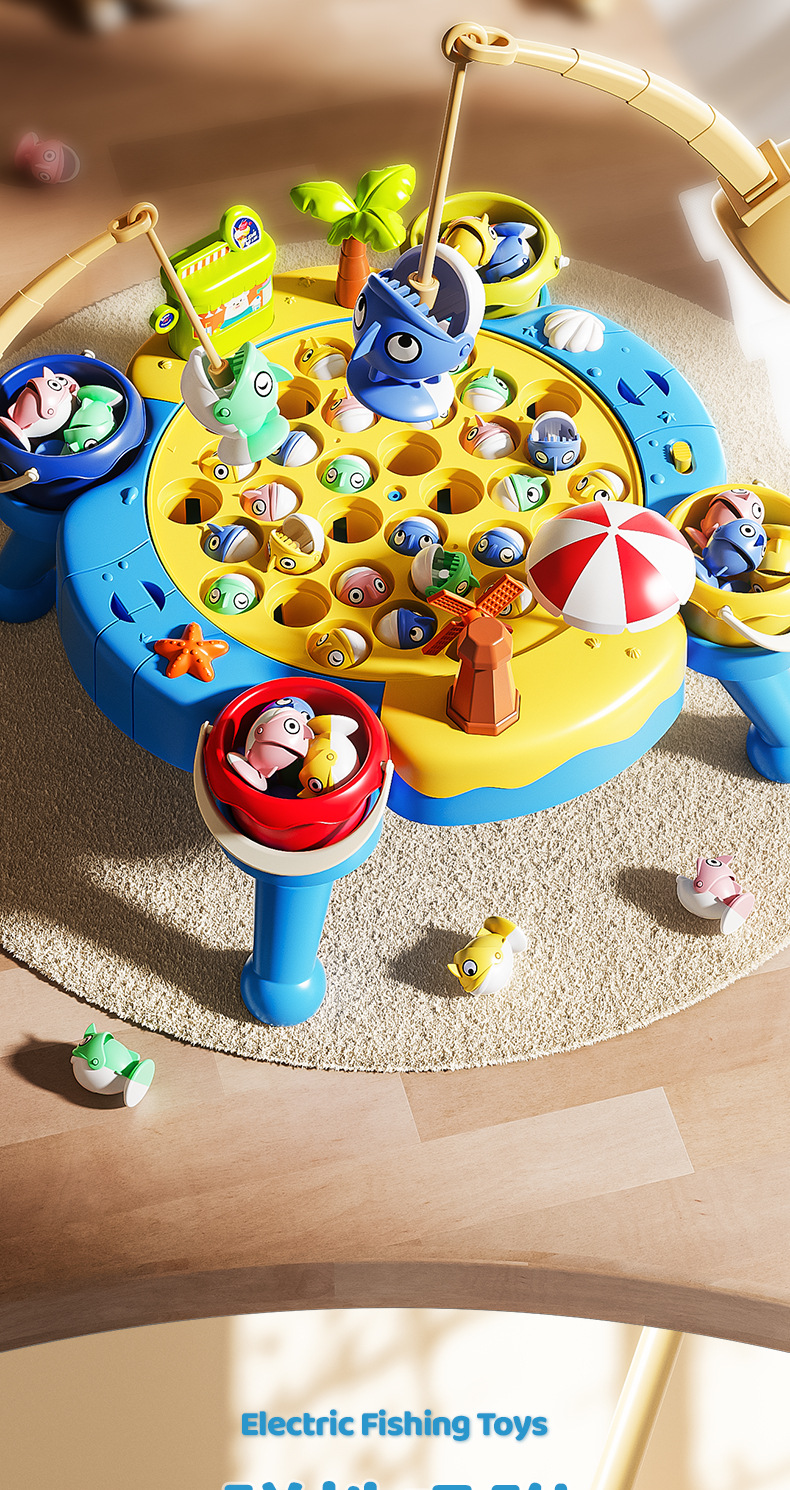 儿童钓鱼玩具池套装宝宝戏水磁性钓鱼竿益智锻炼男孩女孩互动游戏详情4