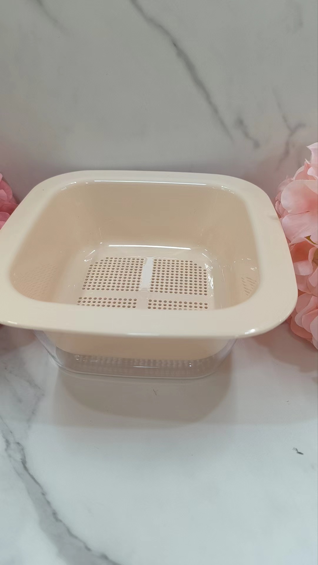 新款沥水篮厨房双层塑料创意洗菜篮家用多功能洗水果滤水加厚沥水详情2